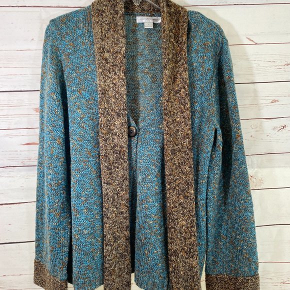 SOLD Christopher & Banks Blue & Brown Weave Sweater NWOT - Picture 5 of 13
